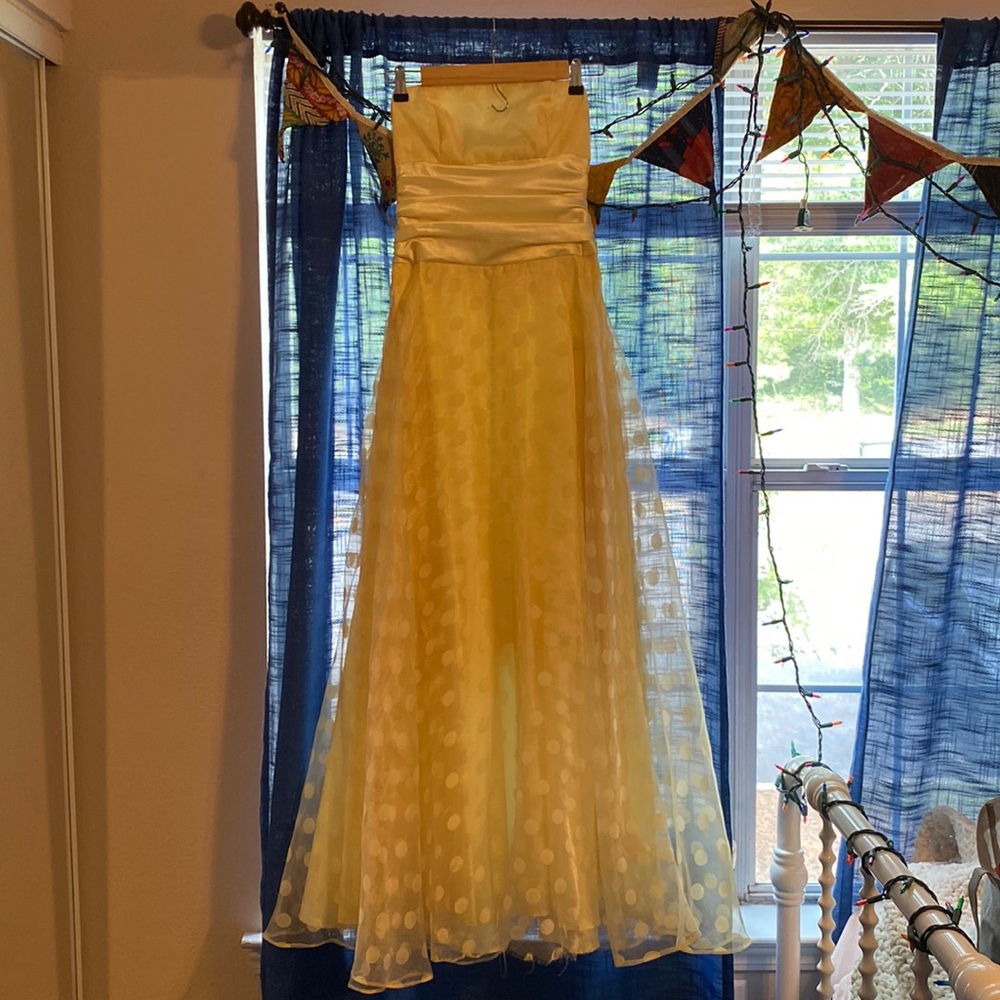 Yellow polka dot formal dress